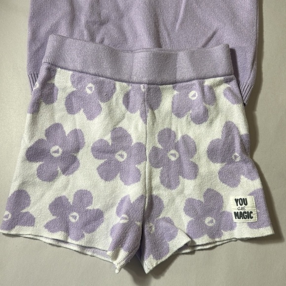 Grayson mini girls purple knit matching shorts set size 4t - Picture 2 of 7